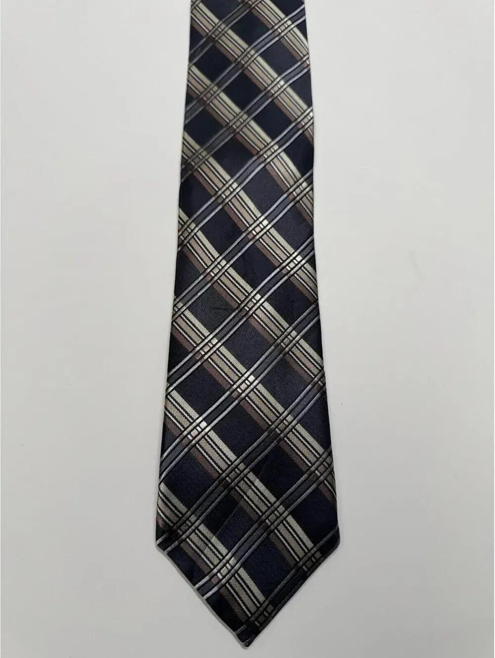 Pronto Uomo‎ Men's 100% Silk Tie Charcoal Plaid